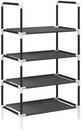 vidaXL Schuhregal Schuhregal 4 Ebenen Schwarz 44x28x77 cm Vliesstoff, 1-tlg.