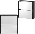 en.casa Schuhschrank &raquo;Vogar&laquo; mit 2 verspiegelten T&uuml;ren 67x63x17 cm Schwarz