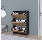 en.casa Schuhschrank &raquo;Aurskog&laquo; mit Kippt&uuml;ren 110x73 5x24cm Anthrazit/Eiche