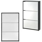 en.casa Schuhschrank &raquo;Vogar&laquo; mit 3 verspiegelten T&uuml;ren 103x63x17 cm Schwarz
