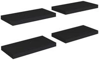 vidaXL Wandregal, Schweberegale 4 Stk. Schwarz 50x23x3,8 cm MDF