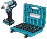 Makita Akku-Schlagschrauber DTW 300 Z 18 V 330 Nm 1/2" + Steckschl&uuml;ssel Satz...