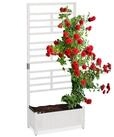 relaxdays Pflanzk&uuml;bel Pflanzkasten mit Spalierwand in Wei&szlig;