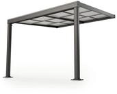 Juskys Terrassendach Jakarta, BxT: 300x300 cm, mit Schiebefenster, inkl. Fallrohr und
