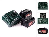metabo Basis Set 2x Li-Power Akkupack 18 V 4,0 Ah CAS Li-Ion Akku + Ladeger&auml;