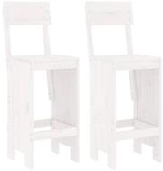 vidaXL Gartenstuhl Barhocker 2 Stk. Wei&szlig; 40x48,5x115,5 cm Massivholz Kiefer (2...