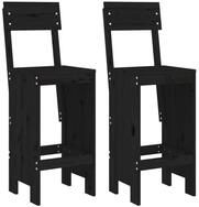 vidaXL Gartenstuhl Barhocker 2 Stk. Schwarz 40x48,5x115,5cm Massivholz Kiefer...