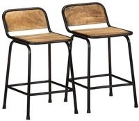 vidaXL Barhocker Barhocker 2 Stk. 46x35,5x70 cm Raues Massivholz (2 St)