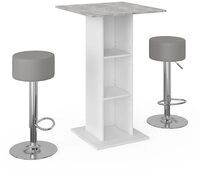 Vicco Bartisch Rodeo, Wei&szlig;/Beton, 70 x 70 cm mit 2 Barhockern (3-St)