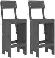 vidaXL Gartenstuhl Barhocker 2 Stk. Grau 40x48,5x115,5 cm Massivholz Kiefer (2...