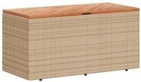 vidaXL Gartenbox Gartentruhe Beige 110x50x54 cm Poly Rattan nholz