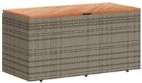 vidaXL Gartenbox Gartentruhe Grau 110x50x54 cm Poly Rattan nholz