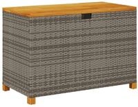 vidaXL Gartenbox, Gartentruhe Grau 110x55x63 cm Poly Rattan Akazienholz