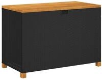 vidaXL Gartenbox Gartentruhe Schwarz 110x55x63 cm Poly Rattan nholz