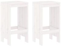 vidaXL Gartenstuhl Barhocker 2 Stk. Wei&szlig; 40x36x75 cm Massivholz Kiefer (2 St)