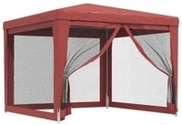 vidaXL Partyzelt, Pavillon mit 4 Mesh-Seitenw&auml;nden Rot 3x3 m HDPE