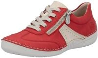 Sneaker RIEKER, Damen, Gr. 36, rot (rot, beige), Lederimitat, kontrastfarbene