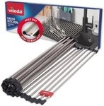 Vileda Geschirrst&auml;nder Abtropfgitter Edelstahl, rollbar, Zubeh&ouml;r f&uuml;r K&uuml;che,