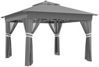 Outsunny Faltpavillon ca. 3 x 3 m, Pavillon mit LED, 4 Netzvorh&auml;ngen,...