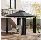 Outsunny Pavillon 3 x 3 m, Gartenzelt mit Seitenwand, Partyzelt mit Doppeldach,...