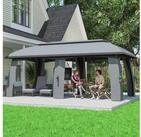 Outsunny Pavillon Partyzelt mit Doppeldach, mit 4 Seitenteilen, (Gartenpavillon,