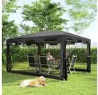 Outsunny Pavillon 4x3m, Rechteckig, mit Moskitonetz, 4 Seitenteile, mit 4