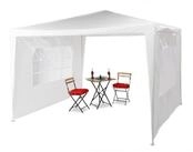 relaxdays Pavillon 3x3 m mit 2 Seitenteile, wei&szlig;