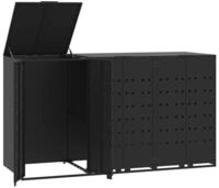 vidaXL M&uuml;lltonnenbox M&uuml;lltonnenbox f&uuml;r 3 Tonnen Schwarz 207x79x117 cm Stahl