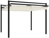 vidaXL Partyzelt Gartenpavillon mit ausziehbarem Dach Creme 3x3 m Aluminium