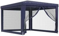 vidaXL Pavillon blau Pavillon Partyzelt mit 4 Mesh-Seitenw&auml;nden Blau 3x4 m HDPE