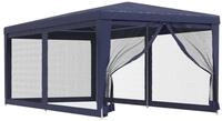 vidaXL Partyzelt, Pavillon mit 6 Mesh-Seitenw&auml;nden Blau 3x6 m HDPE