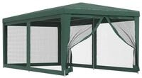 vidaXL Partyzelt, Pavillon mit 6 Mesh-Seitenw&auml;nden Gr&uuml;n 3x6 m HDPE