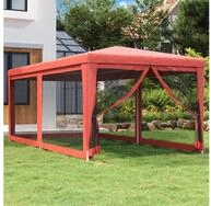 vidaXL Angelzelt, Partyzelt mit 6 Mesh-Seitenw&auml;nden Rot 3x6 m HDPE