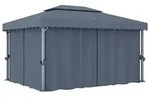 vidaXL Partyzelt Pavillon mit Vorhang 4x3 m Anthrazit Aluminium grau