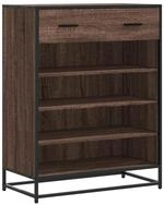 vidaXL Schuhregal Schuhschrank Eichen-Optik 75x38x97,5 cm Holzwerkstoff Metall,