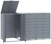 vidaXL M&uuml;lltonnenbox M&uuml;lltonnenbox f&uuml;r 3 Tonnen Grau 207x79x117 cm Stahl