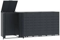 vidaXL M&uuml;lltonnenbox M&uuml;lltonnenbox f&uuml;r 4 Tonnen Anthrazit 276x79x117 cm Stahl