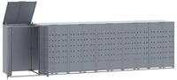 vidaXL M&uuml;lltonnenbox, M&uuml;lltonnenbox f&uuml;r 6 Tonnen Grau 414x79x117 cm Stahl
