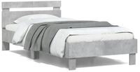 vidaXL Bettgestell vidaXL Bettgestell mit Kopfteil und LED-Leuchten Betongrau...