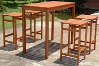 Garden Pleasure Garten-Essgruppe PALMDALE, 5-tlg., 4 Barhocker, Tisch 60x120 cm,