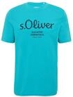 T-Shirt S.OLIVER "T-Shirt Logo T-Shirt 1er Pack", Herren, Gr. S, blau (t&uuml;rkis 2),