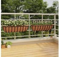 vidaXL Pflanzk&uuml;bel, Wand-Pflanzk&ouml;rbe 2 Stk. Kokoseinlage Schwarz 61x19x16 cm...