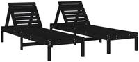 vidaXL Gartenliege, Sonnenliegen 2 Stk. Schwarz 199,5x60x74 cm Massivholz Kiefer