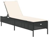 vidaXL Gartenliege Sonnenliege mit Auflage Schwarz Poly-Rattan, 1 St.