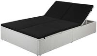 vidaXL Gartenliege Sonnenliege mit Auflage Poly Rattan Schwarz