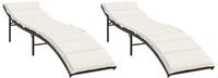 vidaXL Gartenliege Sonnenliegen 2 Stk. mit Auflagen Braun Poly Rattan, 1 St.