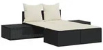 vidaXL Gartenliege Doppel-Sonnenliege mit Kissen Schwarz Poly Rattan, 1 St....