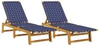 vidaXL Gartenliege Sonnenliegen 2 Stk. Dunkelblau Massivholz und Stoff, 2 St.
