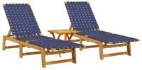 vidaXL Gartenliege Sonnenliegen 2 Stk. mit Tisch Dunkelblau Massivholz, 2 St.