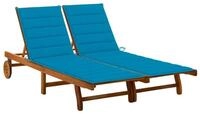 vidaXL Gartenliege 2-Personen-Sonnenliege mit Auflagen Massivholz, 1 St. blau